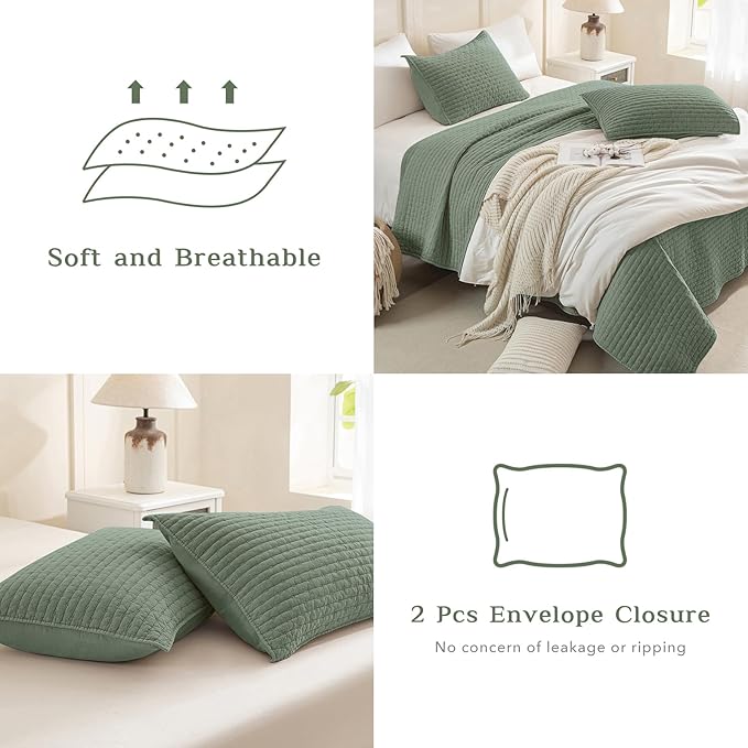 CozyTide Olive Green Oversized King Bedspread 120x120,Stone-Washed Cotton Lightweight Oversized King Quilt,3 Piece Extra Large Modern California King Coverlet Set Ultra Soft