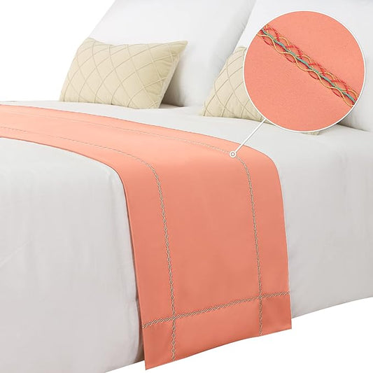 Coral Bed Runner, Scarves for Hotel & Wedding Room Decor, King Size, 260 x 50 cm