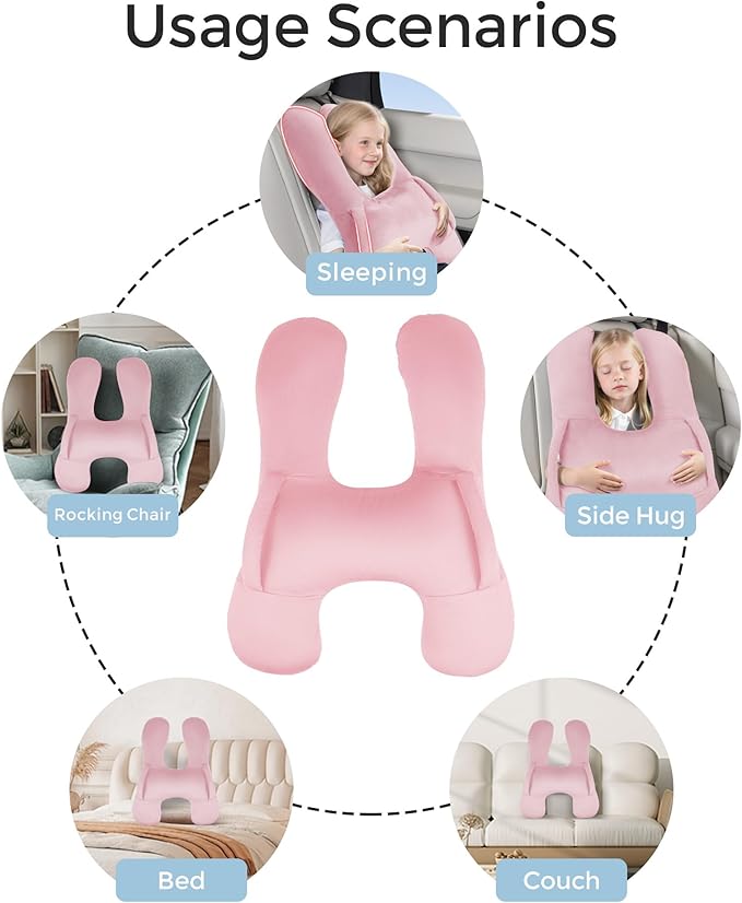 BEBAS Kids Travel Pillow Car Seat Pillow for Kids Supports Head Neck and Body Suitable for Adults and Children Long-Distance Car Travel Airplane Sleep Artifact Grey H-Shaped