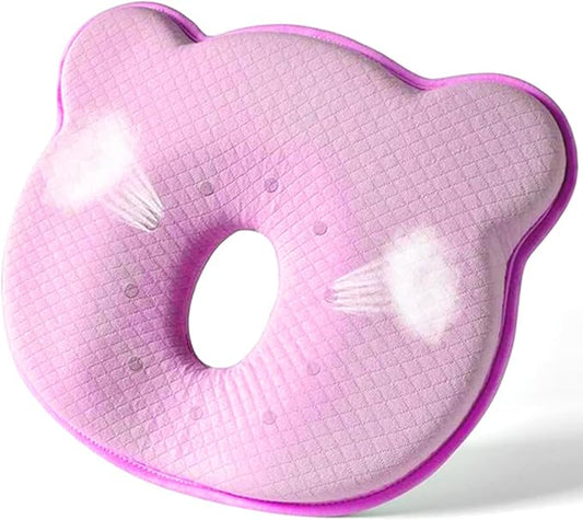 Memory Foam,Travel Pillow with Cotton Bed Pillow for Boy Girls,Small Pillow Neck Support Head Support,Car Seat Pink