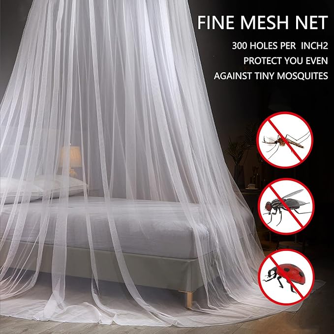 Comtelek Mosquito Net Bed Canopy for Girls,King Canopy Bed Curtains Full Queen Size from Ceiling,Dome Mosquito Netting Bed Tent Twin Girls Princess Canopy Bed White Decor for Baby Crib
