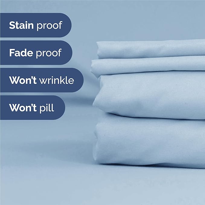 Split King 7 Piece Sheet Set - Comfy Breathable & Cooling - Soft Hotel Luxury Bedding Set with 8-16 Inch Deep Pockets - 1 Flat & 2 Fitted Sheet & 4 Pillowcases - Wrinkle Free & Easy Care - Sky Blue