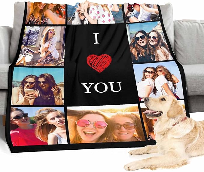 Picture Blankets Customized, 10 Photos Personalized Blanket Personalized Friends Blankets Custom Best Friend Birthday Gifts for Women Sister Girls, 8 Sizes