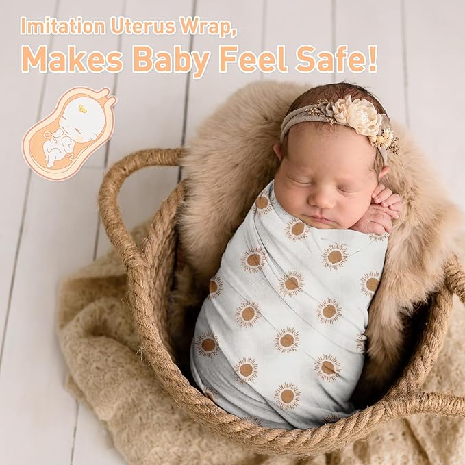 Premium Soft Muslin Cotton Baby Muslin Swaddle Blanket for Newborns - Gender-Neutral Receiving Wrap for Boys and Girls, 47x47in (120x120cm) Large (Lovely Sun)