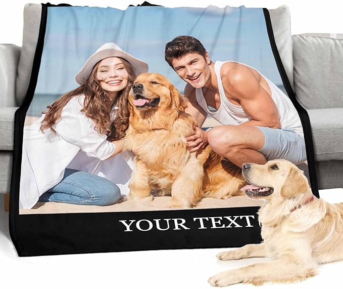 Customized Blankets with Photos, 1 Photos Custom Blanket Customized Gifts Gifts for Mom Dad Couple Girlfriend Boyfriend Wife Husband, 8 Sizes