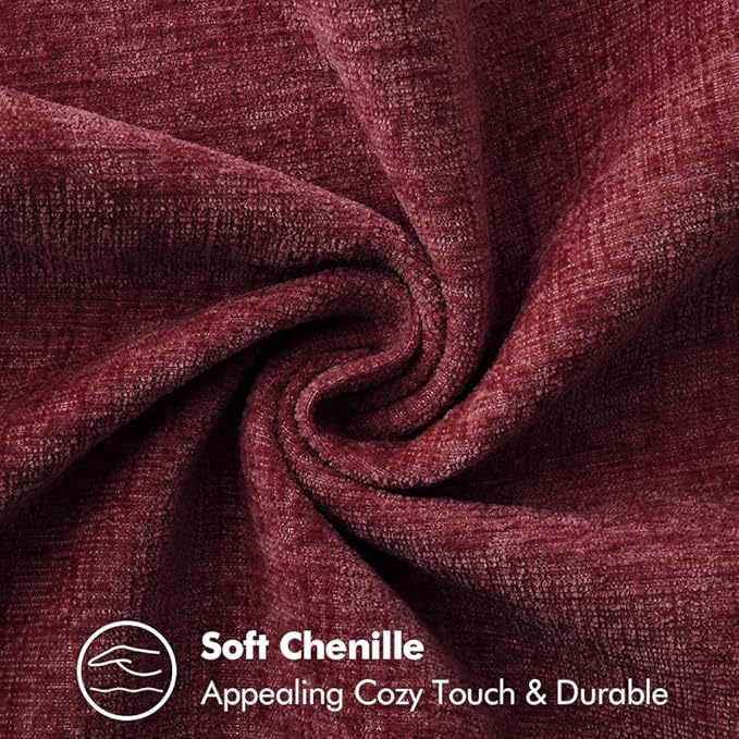 MIULEE Pack of 2 Christmas Pillow Covers 12x20 Inch Burgundy Red Farmhouse Decorative Throw Pillow Covers with Stitched Edge Soft Chenille Solid Dyed Couch Pillow Covers for Sofa Bed Living Room