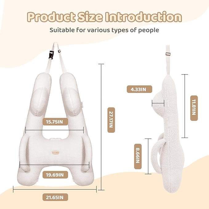 FLORICH Kids Travel Pillow, Car Sleeping Travel Pillow for Kids, Removable H-Shaped Pillow for Adults and Children to Support Head and Body Road Trips with Neck Pillow and Blanket (Beige White)