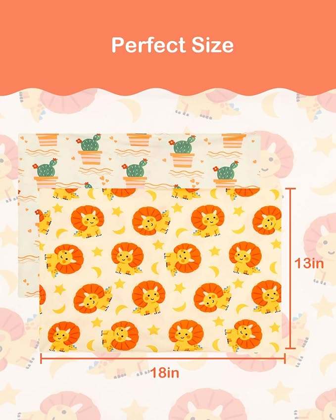 ALVABABY Toddler Pillowcase Stretchy Soft Kids Pillow Cover Fit 13"x 18" or 12"x16" Envelope for Girl Boy Sleepy Travel 2 Pack 2TPE49A