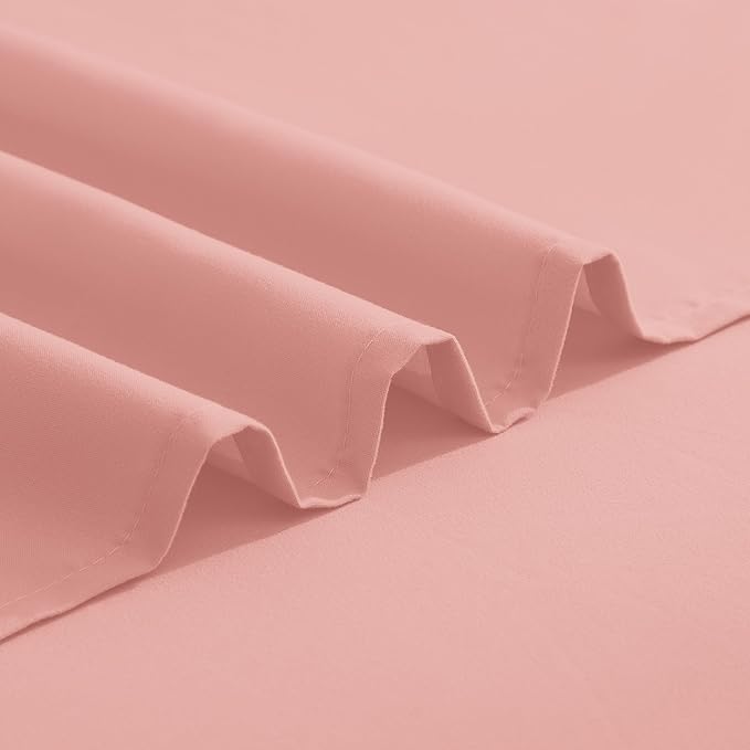 Elegant Comfort Luxurious 1500 Premium Hotel Quality Microfiber Three Line Embroidered Softest 4-Piece Bed Sheet Set, Wrinkle and Fade Resistant, Full, Dusty Rose