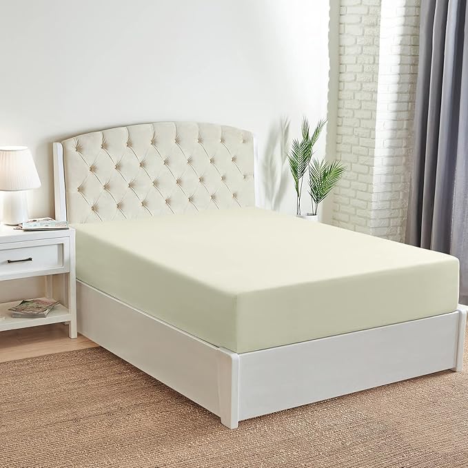 Mellanni California King Fitted Sheet - Iconic Collection Bedding Sheets with up to 16 inch Deep Pocket - Soft & Cooling - Fade & Stain Resistant - 1 PC (Twin XL, Golden Ivory)