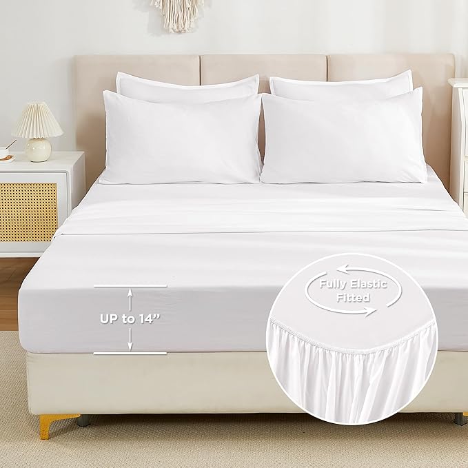 Litanika Twin XL Comforter Set White - 5 Pieces Twin Extra Long Bed in a Bag for College Dorm, All Season Bedding Set for Girls and Boys, Soft Bed Set with Comforter, Sheets, Pillowcase & Sham
