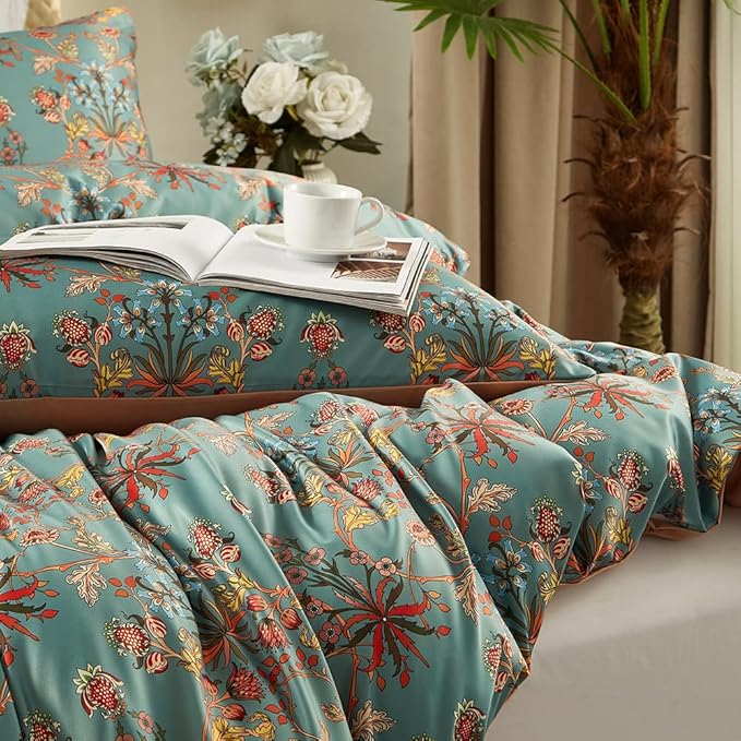 Cupocupa Duvet Cover Set;Duvet Cover Full Bedding Set Fluffy Boho Duvet Cover Set Paisley Floral Bedding Collection Duvet Cover with Pillowcases