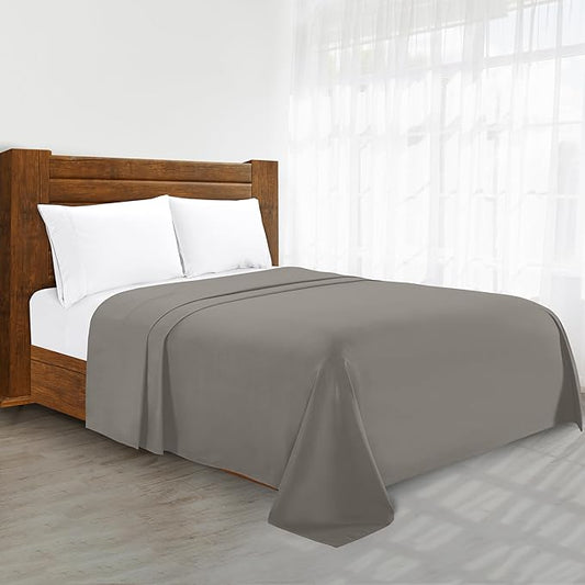 Luxury Flat Sheet on Amazon Elegant Comfort Wrinkle-Free 1500 Premier Hotel Quality 1-Piece Flat Sheet, California King Size, Grey