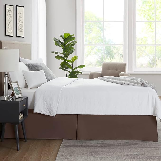 Nestl Dark Brown Bed Skirt King Size - King Bed Skirt 14 Inch Drop - Brushed Microfiber Bed Skirts - Hotel Quality Pleated Bed Skirt - Shrinkage & Fade Resistant