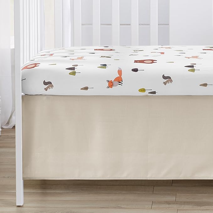 Sweet Jojo Designs 3-Piece Baby Crib Bedding Set (Woodland Animals) for Boys or Girls, Infants/Nursery incl. Blanket, Fitted Sheet and Crib Skirt (Neutral Theme, Woods, Forest Animal, Bear, Deer Fox)