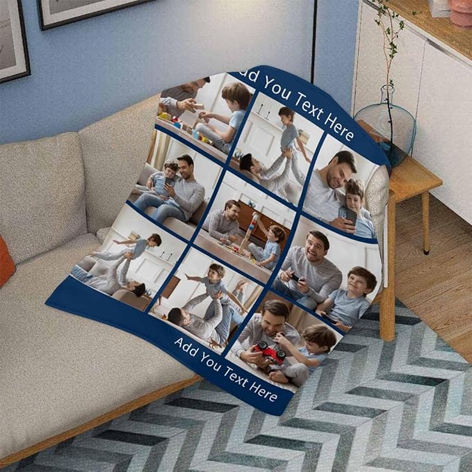 Personalized Blankets and Throws, 9 Photos Custom Photo Blanket Costume Blanket Dad Blanket Best Dad Ever Father's Day Birthday Gifts for Dad, 8 Sizes