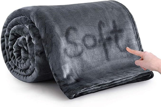 MOONLIGHT20015 Queen Size 90x90 Inch 400 GSM Super Soft Dark Grey Fleece Blanket
