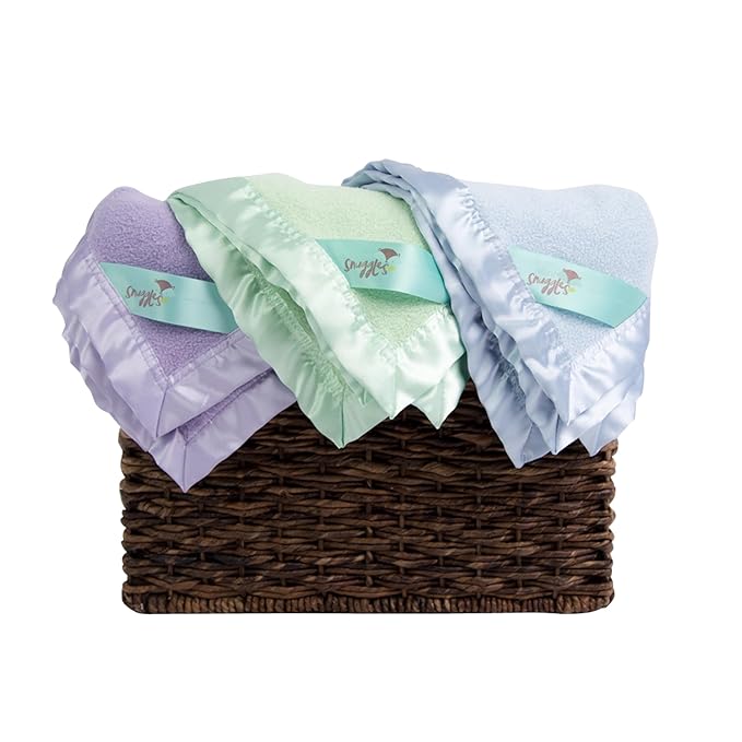 Bamboo Rayon Soft Light Blue Toddler Security Blanket - Thermal Sky Blue Baby Blanket with Satin Edging - Perfect for Naps, Car Carrier, Stroller & Travel - 34 x 47 inches - Newborn Baby Blankie