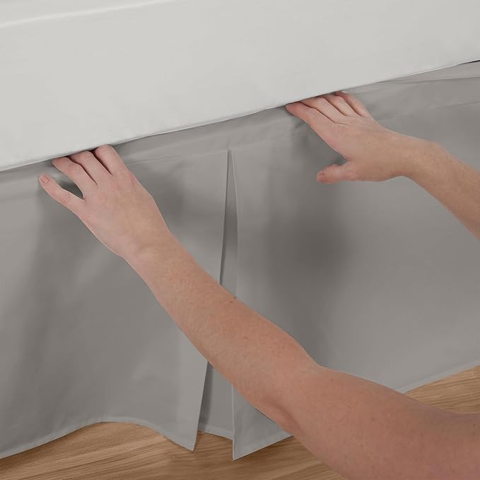 Bed Maker’s Never Lift Your Mattress Bed Skirt, Designed for Box Spring Beds, Split Corners, 14 Inch Drop Length, King, Silver