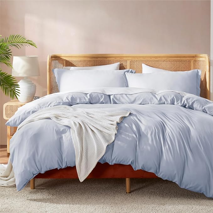 Nestl Twin Duvet Cover Set - Soft Double Brushed Ice Blue Duvet Cover Twin/Twin XL, 2 Piece, with Button Closure, 1 Duvet Cover 68x90 inches and 1 Pillow Sham
