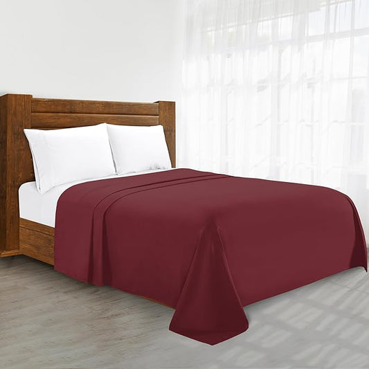 Luxury Flat Sheet on Amazon Elegant Comfort Wrinkle-Free 1500 Premier Hotel Quality 1-Piece Flat Sheet, Twin/Twin XL Size, Burgundy