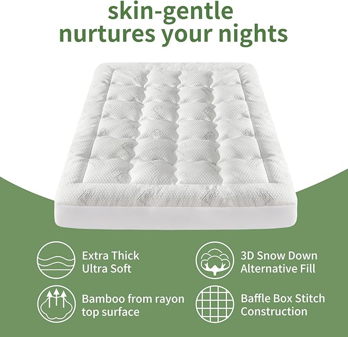 Premium 100% Waterproof Full Mattress Topper, Breathable Mattress Pad, Rayon from Bambo Bed Protector, Deep Pocket Sheet Cover 8"-21"