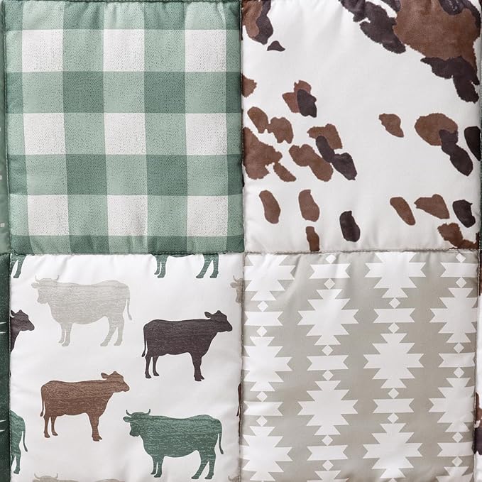 The Peanutshell 3 Piece Baby Crib Bedding Set for Boys & Girls - Newborn, Infant & Toddler Nursery Bed Set Decor with Fitted Crib Sheet, Dust Ruffle, Crib Comforter - Boho Farm
