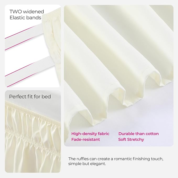 RIMELA Bed Skirt King Size 18 Inch Drop, Wrap Around Elastic Bedskirt Solid Microfiber Luxury Hotel Quality Fabric, Easy to Install Machine Washable Wrinkle & Fade Resistant, Butter Yellow