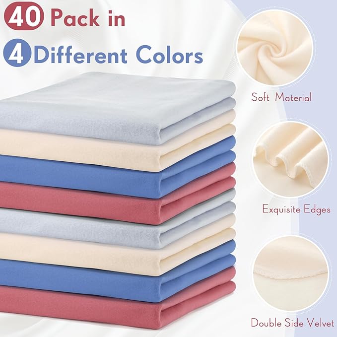 Kinlop 40 Packs Fleece Blanket Bulk 60 x 50 Inch Soft Lightweight Fleece Cozy Blanket Warm Throw Plush Pet Throw for Bed Couch Sofa Home Office Wedding Gifts Travel Camping(Relaxed Color,40 Packs)