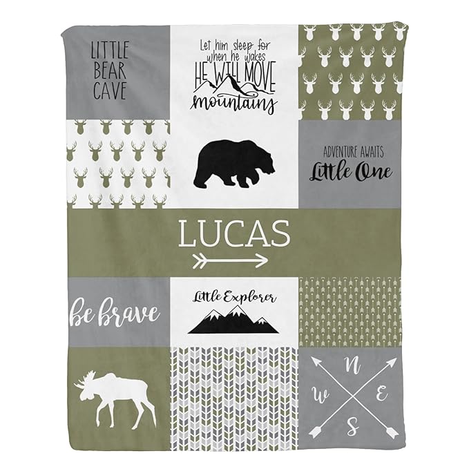 Personalized Name Blankets for Baby, Custom Blankets for Infant Toddler, Babys Gifts for Birthday Gifts for Boys Kids Teen New Mom, Essential Newborn Items, Cypress, 35"x45"