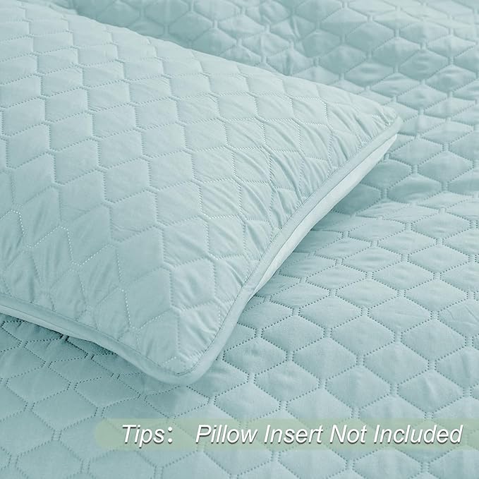 Exclusivo Mezcla Reversible California King Size Quilt Bedding Set with Pillow Shams, Lightweight Quilts Cal King Size, Soft Bedspreads Bed Coverlets for All Seasons - (Light Blue, 112"x104")