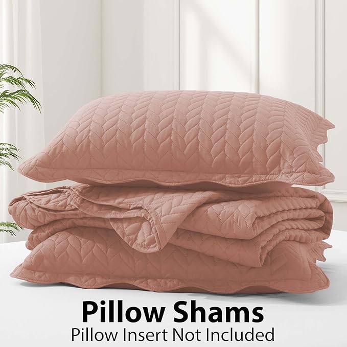 IR Imperial Rooms 8 Pack California King Quilt Bedding Set (118"x106") - Bulk Wholesale for Hotels, Guest Bedroom & Airbnbs - Lightweight Microfiber Reversible Embossed Quilts Bedspread (Peach)