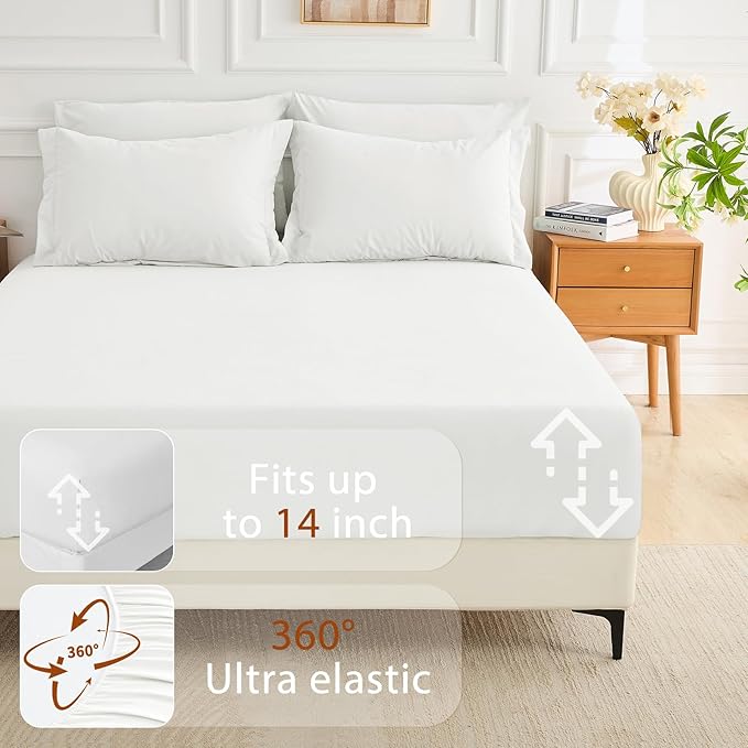 MUXHOMO 5 Pieces Twin XL Comforter Set, Soft Bed in a Bag Twin XL Size, All Season Bedding Set with Comforter, Flat Sheet, Fitted Sheet, Pillowcases & Shams, White