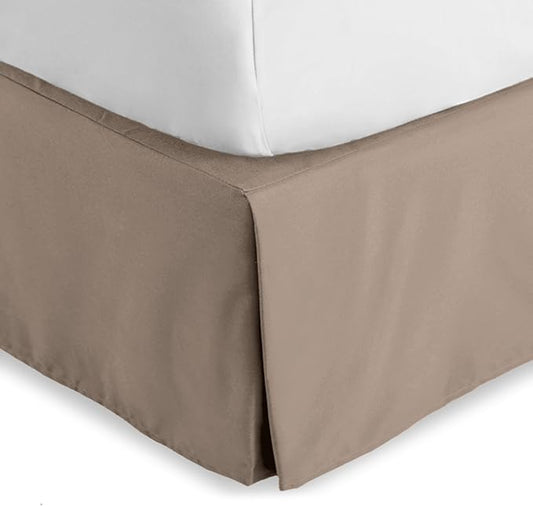 Bare Home California King Bed Skirt - 15-Inch Tailored Drop Easy Fit - Bed Skirt for Cal King Beds - Center & Corner Pleats (Cal King, Taupe)