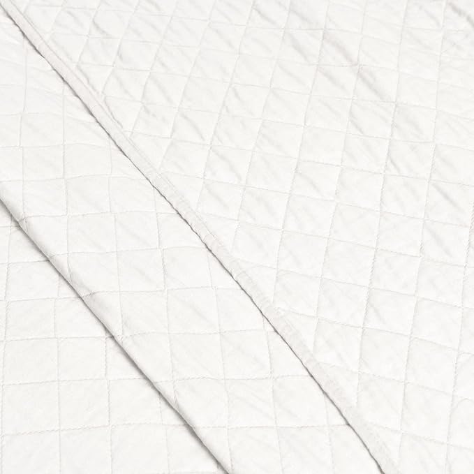 Lush Decor Ava Quilt Diamond Pattern Solid 3 Piece Oversized Bedding Blanket Bedspread Set - King - White