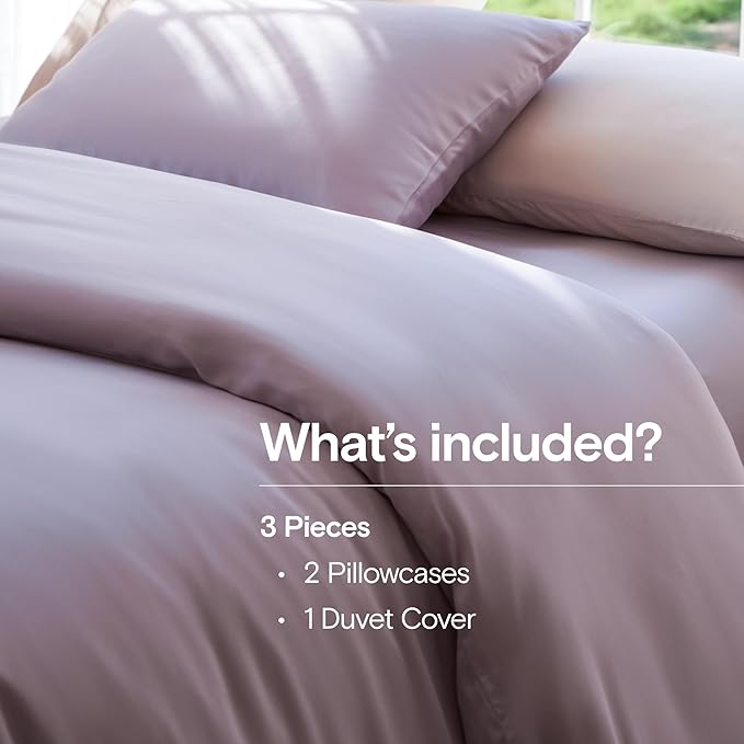 DOZ Duvet Cover Set, 100% Viscose derived from Bamboo, Organically Grown, Buttery Soft, Cooling Duvet Covers, High GSM, 1 Duvet Cover and 2 Pillowcases, 90"x90" (Lavender, Full/Queen)