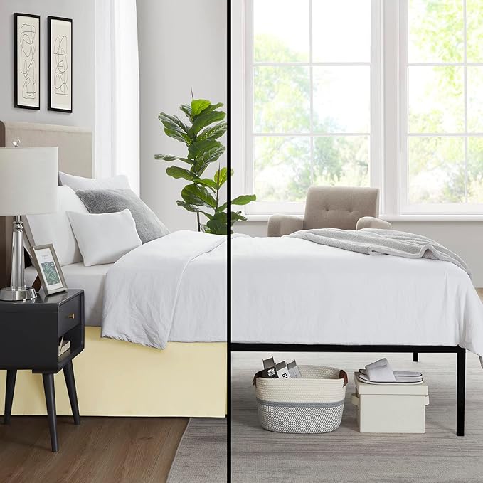 Nestl Vanilla Yellow Twin XL Bed Skirt - Twin XL Size Bed Skirt 14 Inch Drop - Brushed Microfiber Bed Skirts - Hotel Quality Pleated Bed Skirt - Shrinkage & Fade Resistant