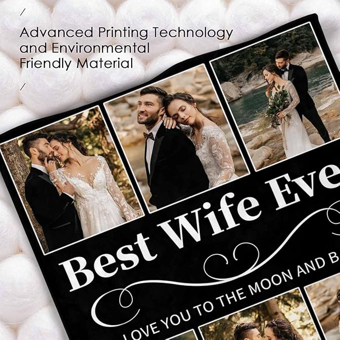 Custom Blanket with Picture, 9 Photos Customized Blankets Photo Blankets Customize Couples Personalized Gifts for Girlfriend Boyfriend Gifts