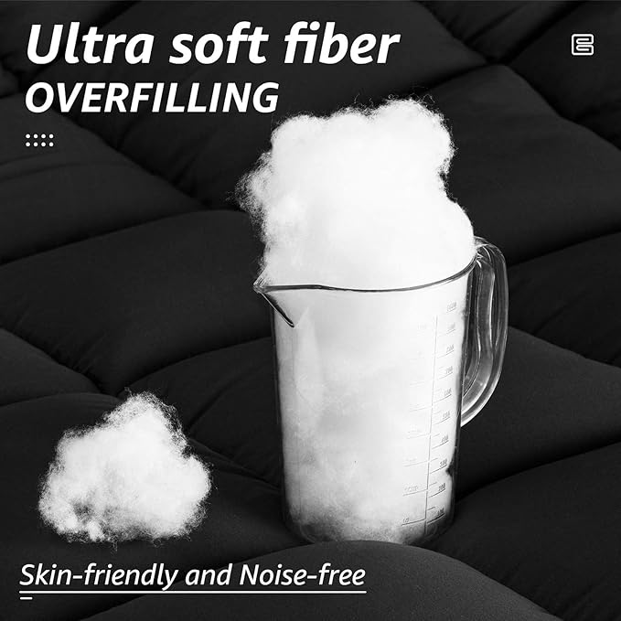 HYLEORY Queen Comforter, All Season Down Alternative Duvet Insert, Winter Warm Quilted Bed Comforter with Corner Tabs,Machine Washable, Dark Grey, 88x88 Inch