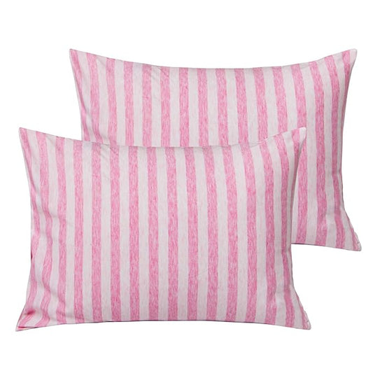 NTBAY Organic Cotton Toddler Pillowcases - Super Soft & Breathable Jersey Cotton Toddler Pillow Cases, 13”x18” Pillow Cases with Envelope Closure, Pink Stripe