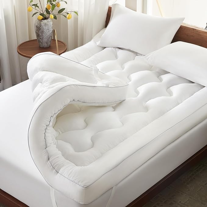 Decroom 4 Inch Memory Foam Mattress Topper Twin for Back Pain Relief, Filled with Breathable Memory Foam Pillow Topper Soft Fluffy Supportive Bed Mattress Pad, 75x39x4 Inch