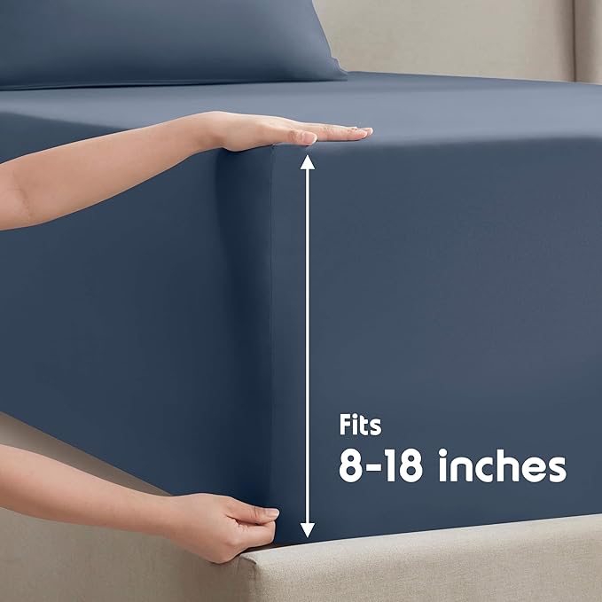 Nestl Full XL Sheet Set - Luxury 1800 Ultra-Soft Microfiber Full Extra Long Bed Sheets - Double Brushed - Deep Pockets - Easy Fit - 4 Piece Set - Bedding Sheets & Pillowcases (Full XL, Navy Blue)