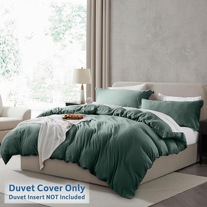 Nestl Twin Duvet Cover Set - Soft Prewashed Forest Green Duvet Cover Twin/Twin XL, 2 Piece, with Zipper Closure, 1 Duvet Cover 68x90 inches and 1 Pillow Sham