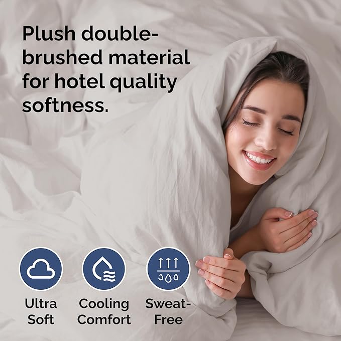 Duvet Cover Full Size - Extra Soft Full Size Duvet Cover - Lightweight, Breathable & Cozy - Easy Care & Fade Free w/ Zipper Closures & Ties - 80" x 90" Inches - (Light Grey) Comforter Not Included