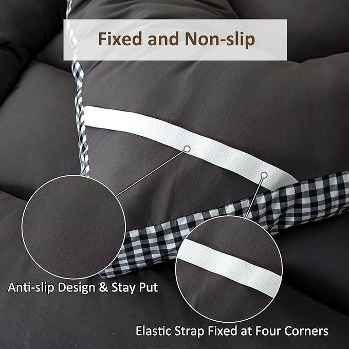 Thick Mattress Topper King Size - Non-Slip Mattress Pad Cover for Back Pain Breathable Folding Sleeping Pad Machine Washable Mattress Protector (78x80 inch,Black)