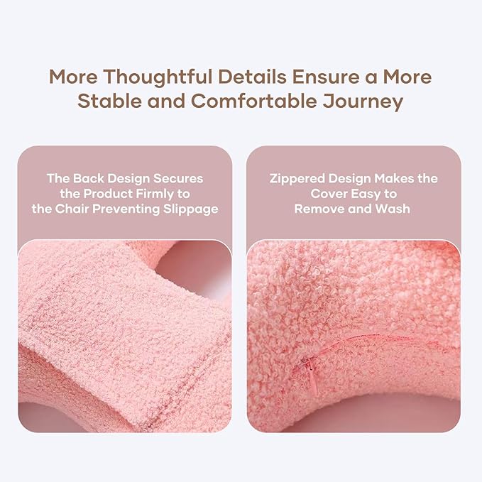 Car Pillow for Kids,H-Shaped Adjustable Travel Neck Pillow for Sleeping,Soft Plush Support for Head & Neck, Long Road Trip Essentials for Boys Girls(Pink)