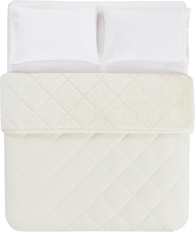 DOWNLITE Cloud Top™ Primaloft® Plush Blankets & Throws (Cream, Queen 90 x 90)
