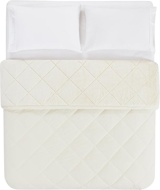 DOWNLITE Cloud Top™ Primaloft® Plush Blankets & Throws (Cream, Queen 90 x 90)