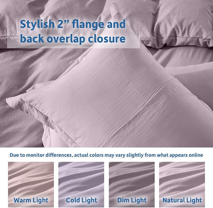 Nestl Twin Duvet Cover Set - Soft Prewashed Dusty Purple Duvet Cover Twin/Twin XL, 2 Piece, with Zipper Closure, 1 Duvet Cover 68x90 inches and 1 Pillow Sham
