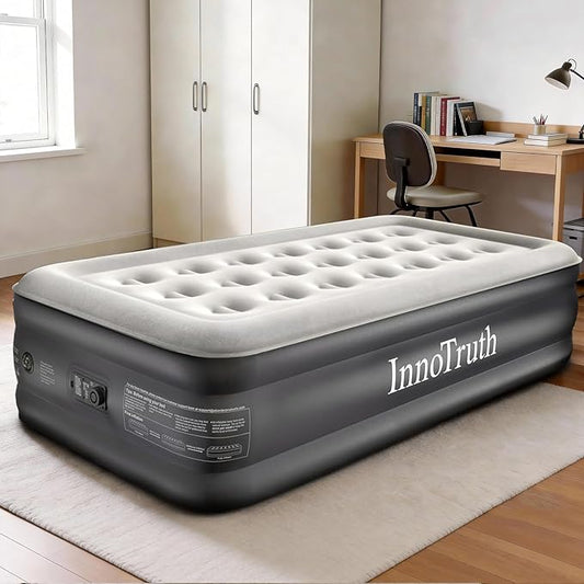 InnoTruth Twin Air Mattress with Built in Pump, Famiy Choice Award Winner, Inflatable Blow up Mattress, 18" Raised Colchones Inflables Air Bed, Ideal for Home and Outdoor, 300lb Weight Capacity